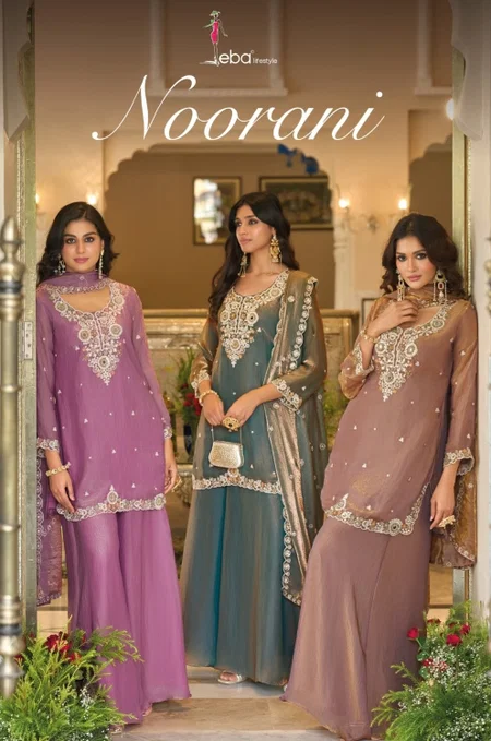 Noorani By Eba Fandy Satin Readymade Plazzo Suits 